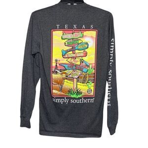 SIMPLY SOUTHERN Unisex Gray Long Sleeve T-Shirt TEXAS State-Inspired NEW Tee S